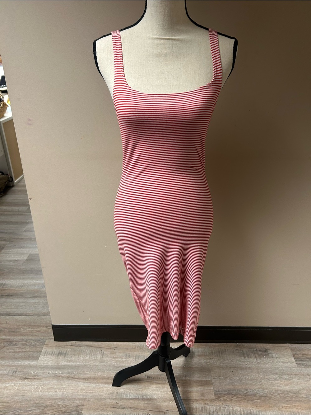 Zara Red and White Striped Tank Dress